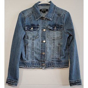 Women's Joujou Jean Jacket Cropped Long Sleeve Stone Wash Trucker Denim Size SM